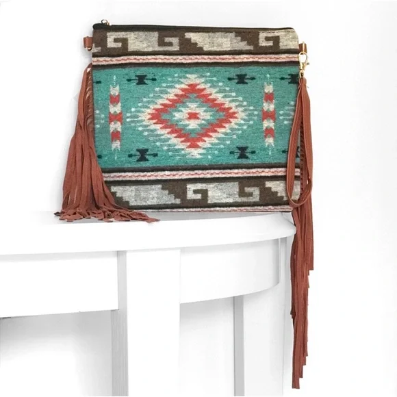 Western Women's Fall Hanging Tassel Crossbody Clutch Cute Fall Bag - Picture 4 of 7